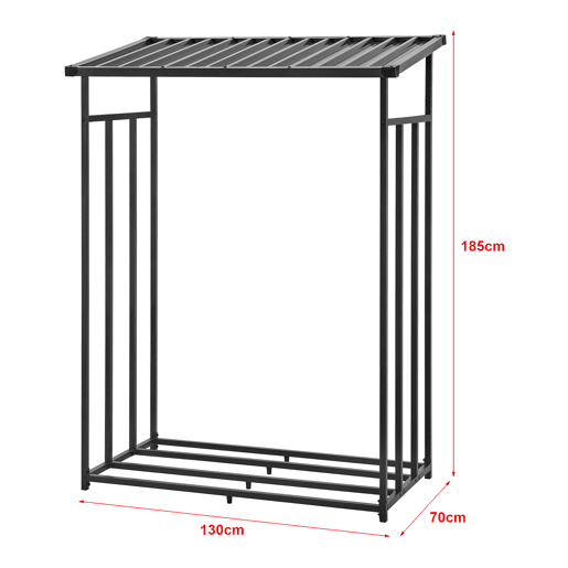 Suporte para lenha Yakutat com lona metal 185x130x70cm Preto casa.pro