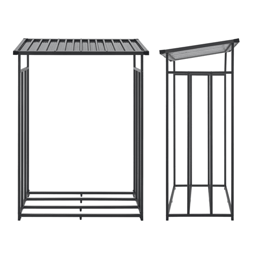 Suporte para lenha Yakutat com lona metal 185x130x70cm Preto casa.pro