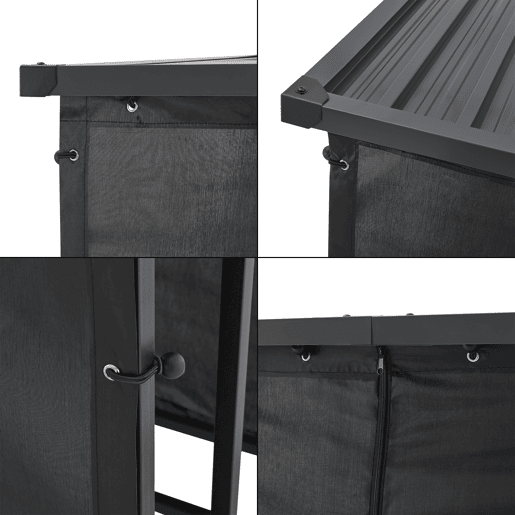 Suporte para lenha Yakutat com lona metal 185x130x70cm Preto casa.pro