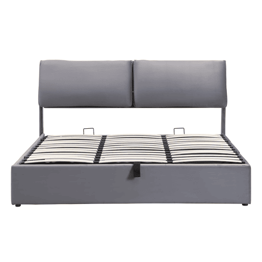 Cama estofada 160x200 - hidráulica com 3 gavetas e arrumação - cinzenta