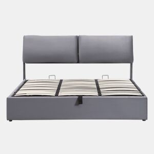 Cama estofada 160x200 - hidráulica com 3 gavetas e arrumação - cinzenta