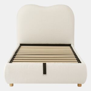 Cama individual 90x200 cm - Funcional com arrumação e cabeceira estofada - Bege