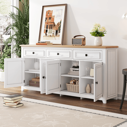 Aparador 160x35x76 cm - Moderno e minimalista, amplo espaço de armazenamento - Branco