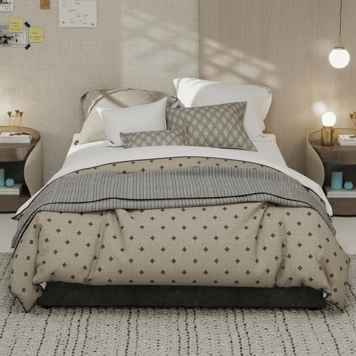 Cama moderna minimalista 140x200 - com pistões elevatórios - cinzento