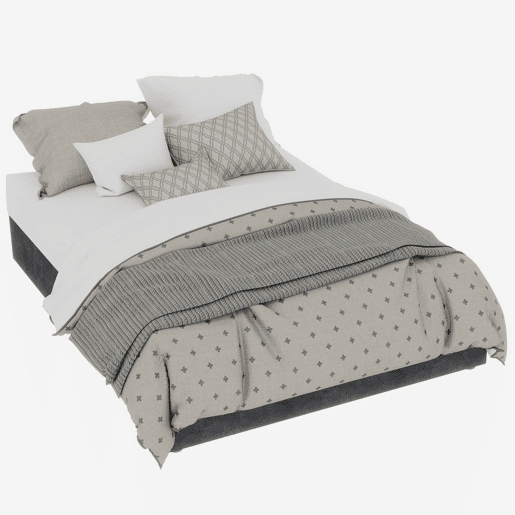 Cama moderna minimalista 140x200 - com pistões elevatórios - cinzento