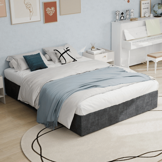 Cama moderna 160x200 cm - estilo simples, com elevação hidráulica - Cinza Cama moderna 160x200 cm - estilo simples, com elevação hidráulica - Cinza