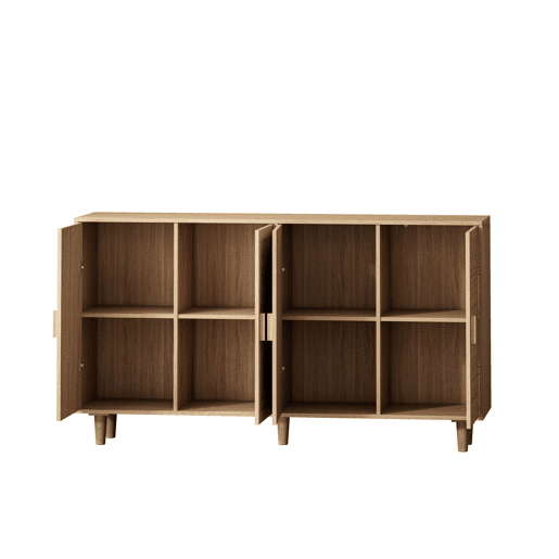 Armário decorativo com 4 portas + 158 cm - elegante e funcional - rattan natural