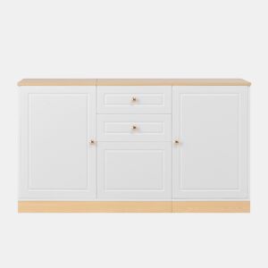 Aparador com 3 portas e 2 gavetas - armazenamento multifuncional para sala de estar e sala de jantar - Branco