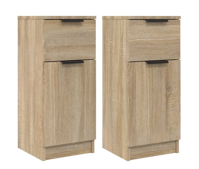 Aparador - muebles de almacenamiento 2 uds madera contrachapada roble sonoma 30x30x70 cm es5158