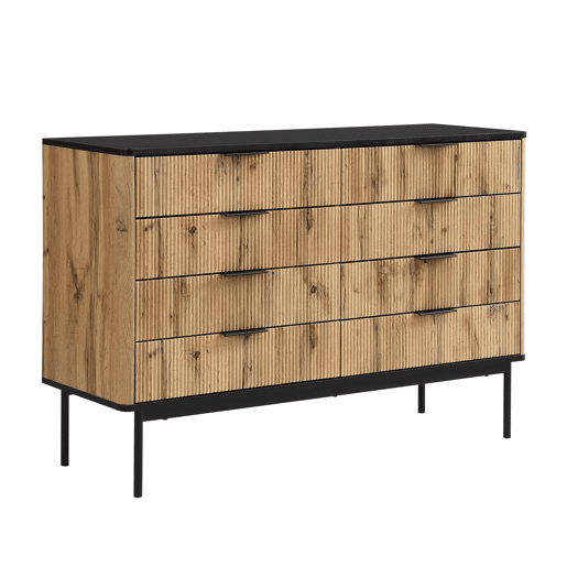 Aparador 120x40 cm - moderno, amplo espaço de armazenamento - PretoNatural
