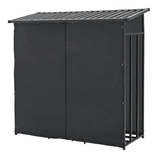 Suporte para lenha Yakutat com lona metal 185x180x70cm Preto casa.pro