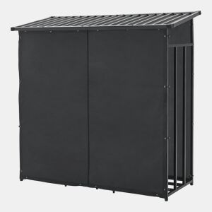 Suporte para lenha Yakutat com lona metal 185x180x70cm Preto casa.pro