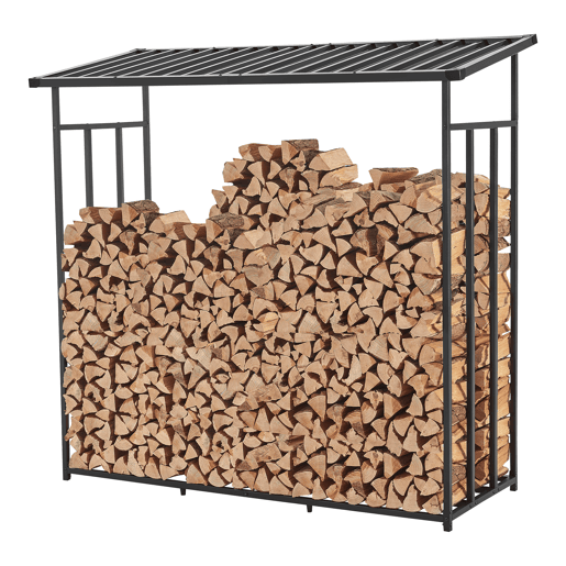Suporte para lenha Yakutat com lona metal 185x180x70cm Preto casa.pro