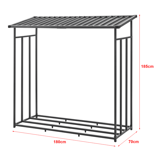 Suporte para lenha Yakutat com lona metal 185x180x70cm Preto casa.pro