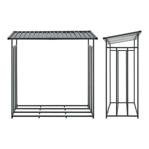 Suporte para lenha Yakutat com lona metal 185x180x70cm Preto casa.pro
