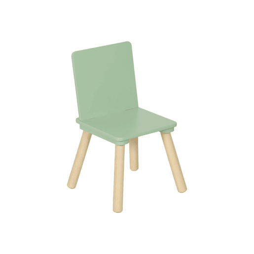 Mesa infantil retangular em madeira de pinho com 4 cadeiras Verde - 80x60x44 cm
