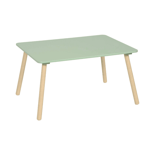 Mesa infantil retangular em madeira de pinho com 4 cadeiras Verde - 80x60x44 cm