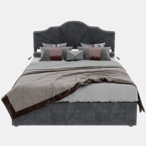 Cama moderna 140x200 cm - Cabeceira acolchoada macia, canapé alto com pistão - Cinza