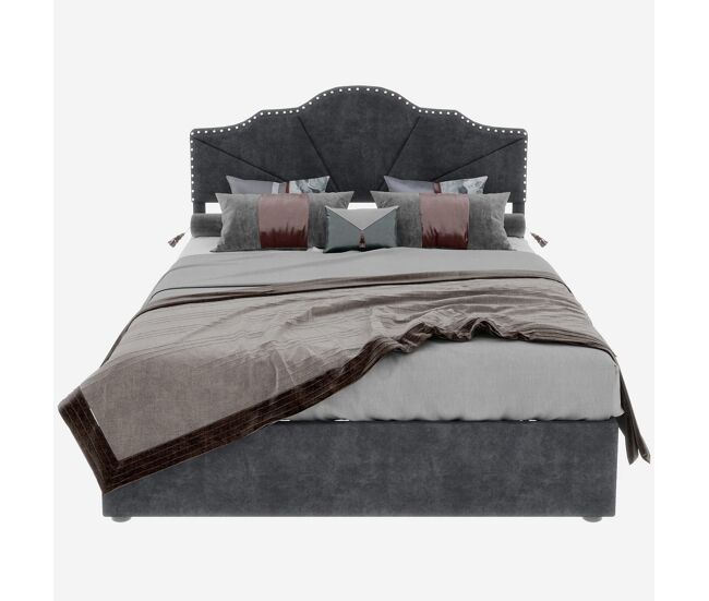 Cama moderna 140x200 cm - cabecero acolchado suave, canapé alto con pistón - gris