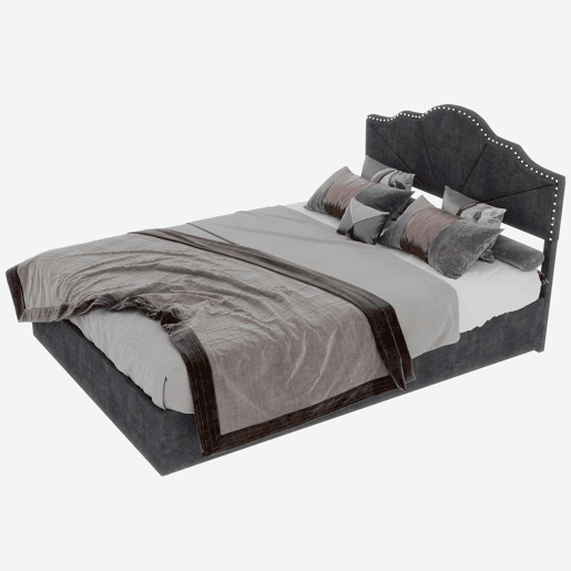 Cama moderna 140x200 cm - Cabeceira acolchoada macia, canapé alto com pistão - Cinza