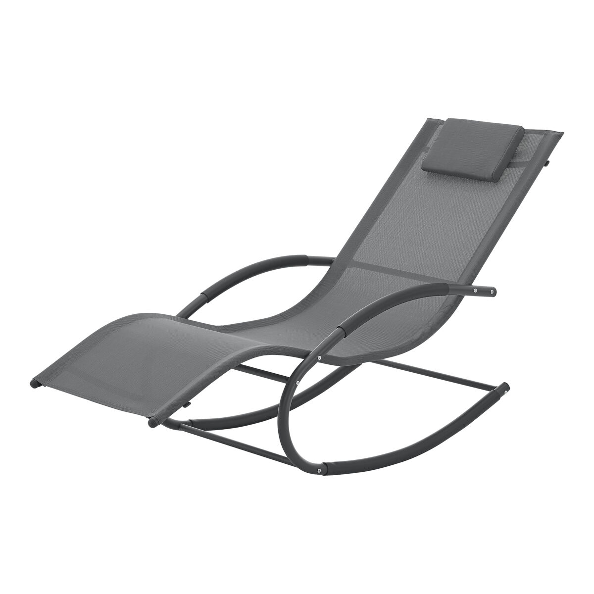Silla mecedora de jardín tarent hasta 150 kg 174x63x88 cm gris oscuro [en.casa]