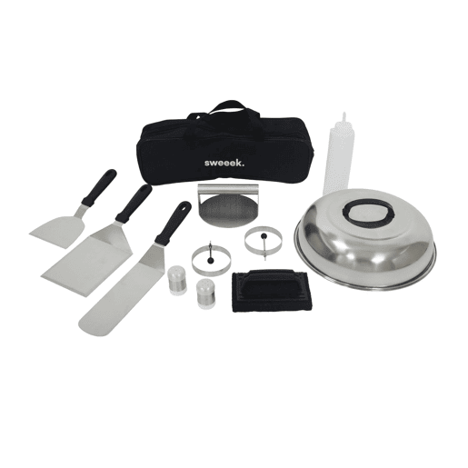 Grelhador a gás 4 queimadores inox 10kW com utensílios Preto - 81.5x45x26 cm