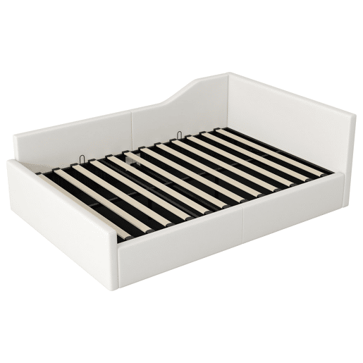 Cama de dia 140x200 - Estofada com arrumação inferior - Bege
