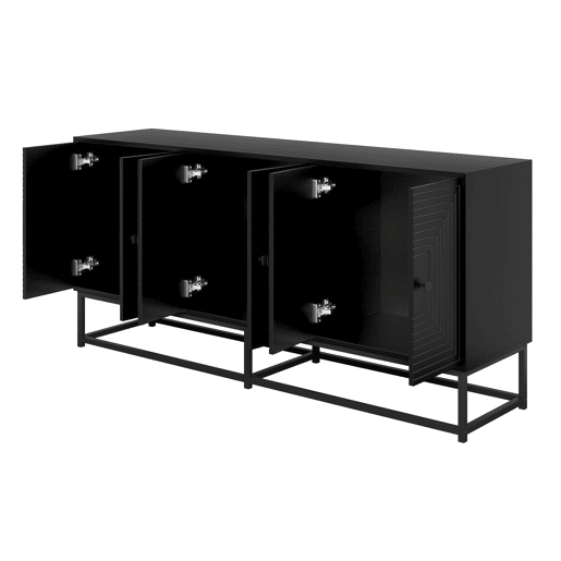 Aparador com 3 portas duplas - grande capacidade, acabamento mate - preto Aparador com 3 portas duplas - grande capacidade, acabamento mate - preto