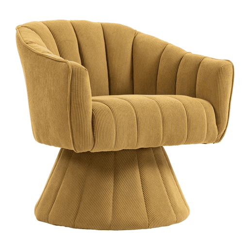Cadeira de escritório giratória 360° - Assento ergonómico, apoios de braços e base estável - Amarelo mostarda
