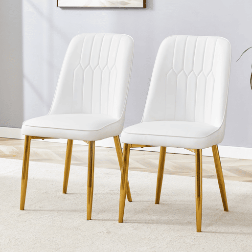 Cadeiras de sala de jantar 2 unidades - design moderno minimalista - branco e dourado