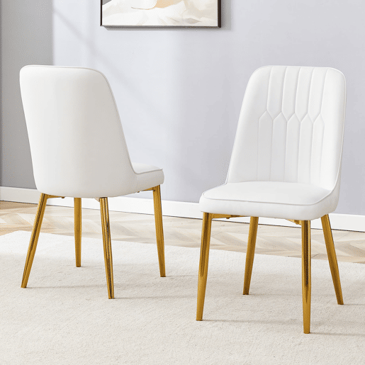 Cadeiras de sala de jantar 2 unidades - design moderno minimalista - branco e dourado