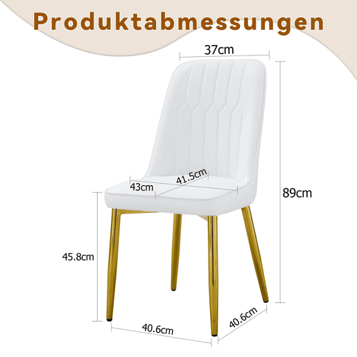 Cadeiras de sala de jantar 2 unidades - design moderno minimalista - branco e dourado