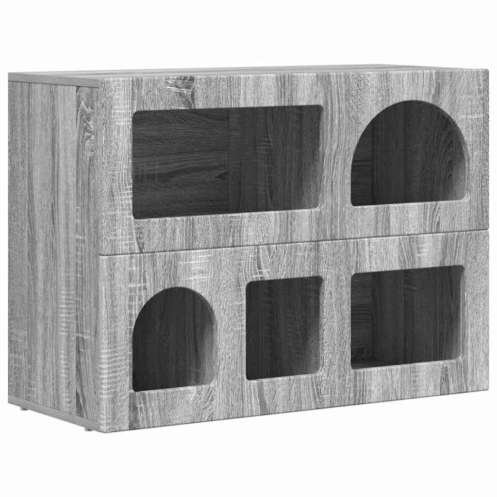 Aparador - Mueble de almacenamiento 80 Roble/ Gris