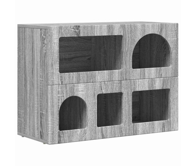 Aparador - mueble de almacenamiento gris sonoma 80.5 x 35 x 59 cm madera de ingeniería es4081