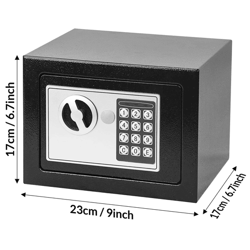 Cofre Segurança 4,5L Digital Nyana | Fechadura Electrónica + Chaves | Montagem Parede