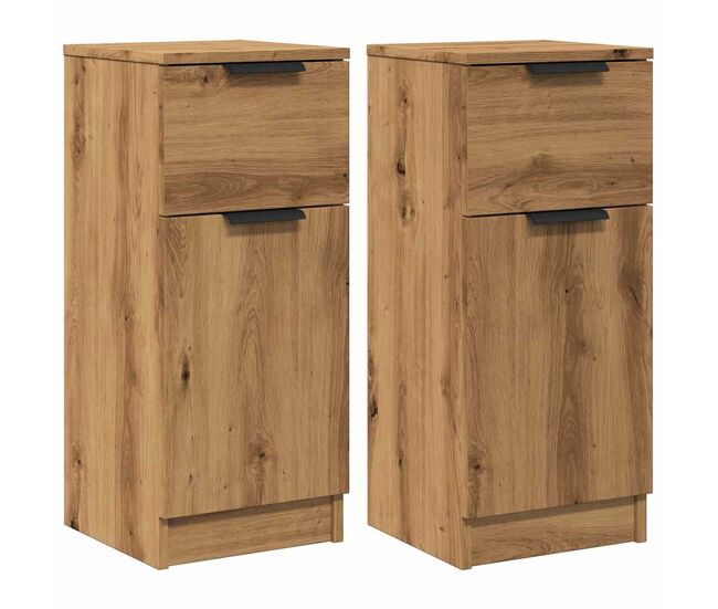 Aparador - muebles de almacenamiento 2 uds madera ingeniería roble artisian 30x30x70 cm es5238