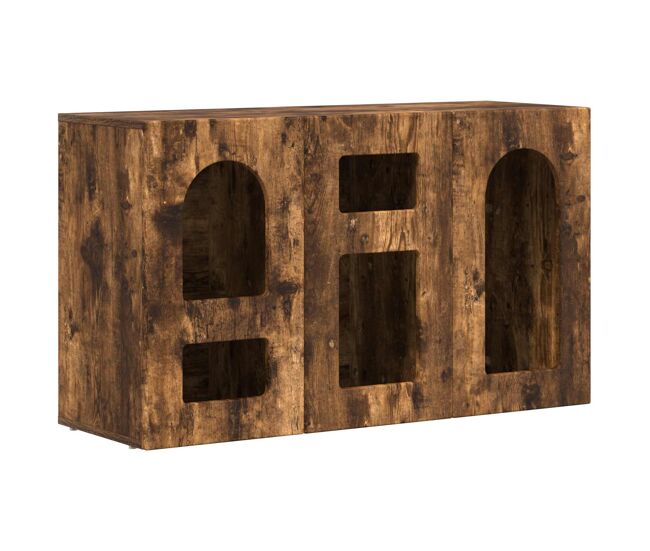 Aparador - mueble de almacenamiento roble ahumado 100 x 35 x 59 cm madera de ingeniería es4840