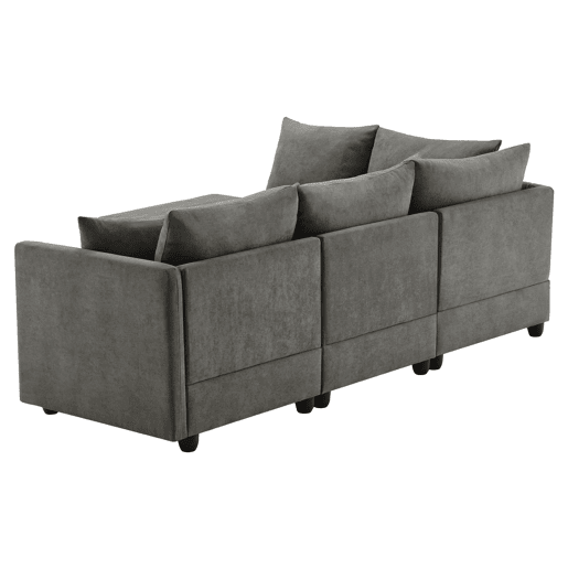 Sofá modular de 5 lugares - chaise longue convertível, L ou U, moderno, sala de estar, apartamento, cinza