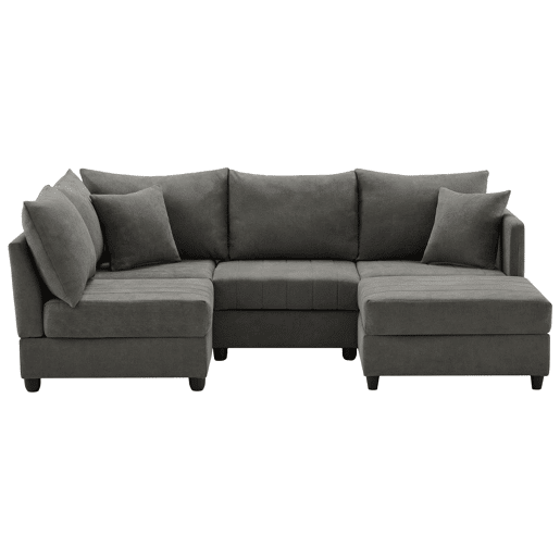 Sofá modular de 5 lugares - chaise longue convertível, L ou U, moderno, sala de estar, apartamento, cinza