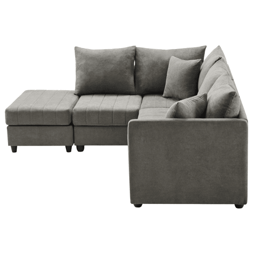Sofá modular de 5 lugares - chaise longue convertível, L ou U, moderno, sala de estar, apartamento, cinza