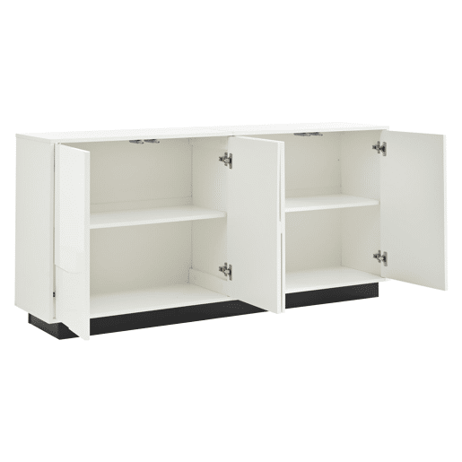 Aparador de sala 160x37x75,5 cm - 4 portas, design geométrico, grande capacidade de arrumação - Branco Aparador de sala 160x37x75,5 cm - 4 portas, design geométrico, grande capacidade de arrumação - Branco