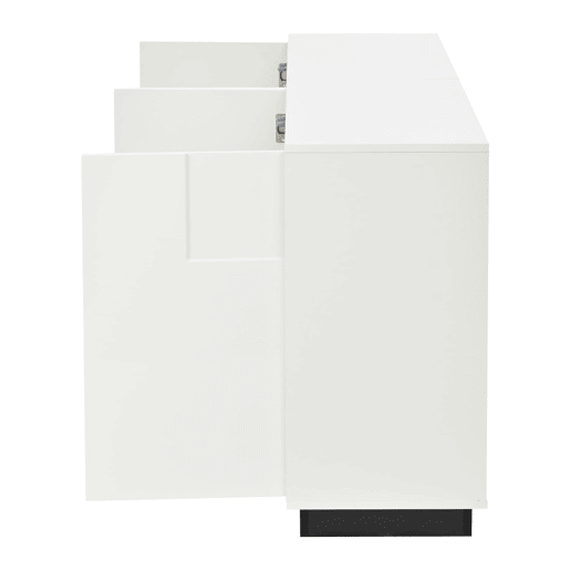 Aparador de sala 160x37x75,5 cm - 4 portas, design geométrico, grande capacidade de arrumação - Branco Aparador de sala 160x37x75,5 cm - 4 portas, design geométrico, grande capacidade de arrumação - Branco