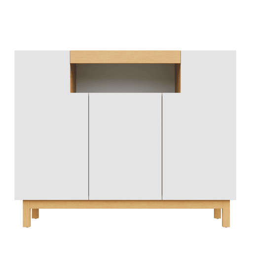 Aparador com 3 portas - Armazenamento multifuncional para sala de estar e sala de jantar - Branco