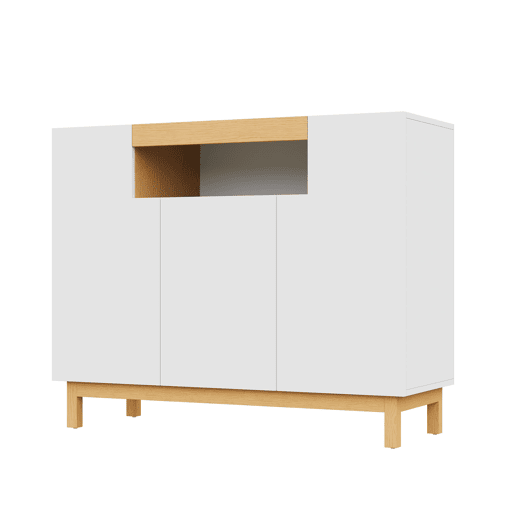 Aparador com 3 portas - Armazenamento multifuncional para sala de estar e sala de jantar - Branco