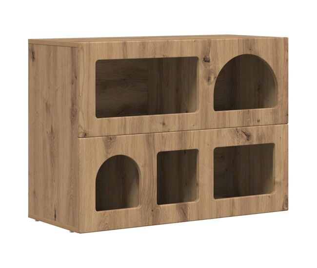 Aparador - mueble de almacenamiento roble artesanal 80.5 x 35 x 59 cm madera de ingeniería es4922