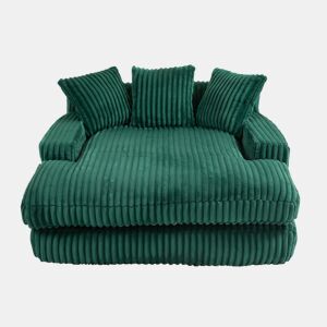 Sofá-cama individual - chão, estilo nuvem, com 3 almofadas - verde esmeralda