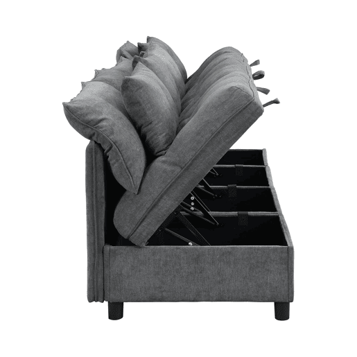 Sofá modular de 4 lugares - assentos com arrumação e função cama - Antique Gray