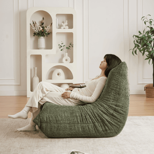 Sofá Togo de chenille - Poltrona sem braços com espuma viscoelástica - Verde Sofá Togo de chenille - Poltrona sem braços com espuma viscoelástica - Verde