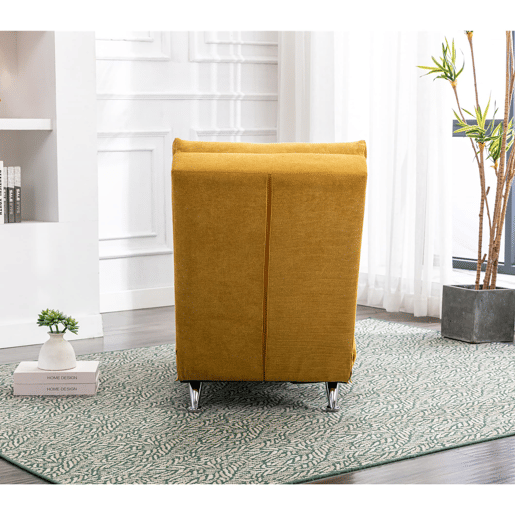 Sofá reclinável individual - apoio corporal completo, vibração suave, bolsos laterais - amarelo mostarda