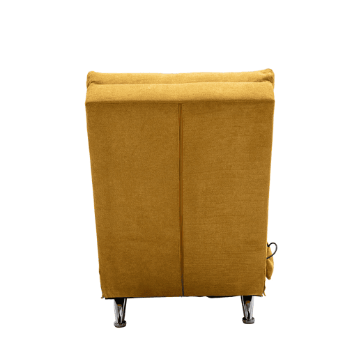 Sofá reclinável individual - apoio corporal completo, vibração suave, bolsos laterais - amarelo mostarda